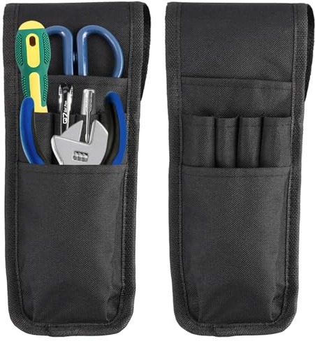 2 Pezzi Marsupio Porta Attrezzi,28 x 9,5 cm Nero Borsa da Cintura Strumenti in Tela Oxford,Multifunzionale Cintura Porta Attrezzi da Uomo,per Fai da te,Elettricisti,Falegnami,Muratori,Lavoratori Edili