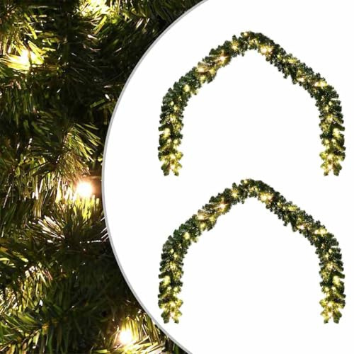 vidaXL Julgirlander 2 st 600 LED-lampor Grön 20 m PVC