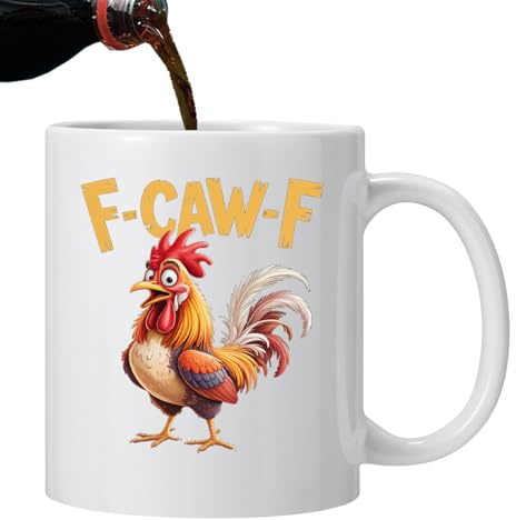 Humoristisk kaffemugg | 32 cl keramisk tuppmugg | Tupp tebehållare - för dam herr kollega te kaffe varm choklad mjölk dryck arbete hem resor