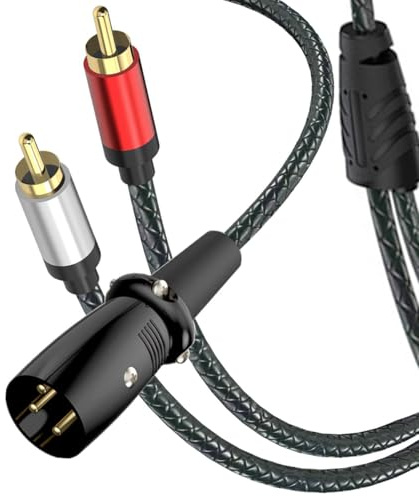 HTGuoji Câble répartiteur XLR vers 2 RCA en Y, 3 broches XLR mâle vers double prise RCA mâle, cordon audio stéréo pour haut-parleur, micro à condensateur, mixeur, ampli (2 mètres)