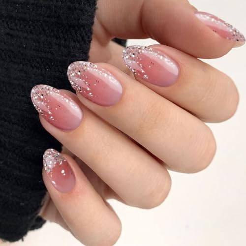 JMEOWIO Glitter Semi Cured Gel Strips Wraps Nail Art Sticker