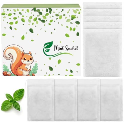 Tenare 20 Packs Mint-scented Sachets with Squirrel Design Chipmunk Design Peppermint Oil Air Freshener Scent to Garden Yard Flowerbed and Farm, Safe for Humans Pet, Skunks Indoor and Outdoor Use