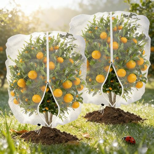 ZMCVOE Insect Mesh Cover with Zipper and Drawstring, 2 Pack 240x240 cm Fruits Tree Netting Cover with Zipper, Reusable Large Fruit Tree Netting, Net for Fruit Trees for Protect Plant Fruits