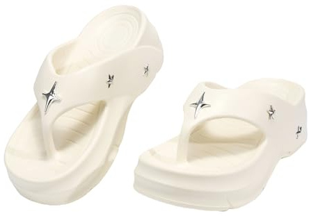 JOMIX Chanclas Elegantes Mujer Sandalias de Verano Antideslizantes con Suela Gruesa Zapatillas Cómodas y Ligeras de EVA para Playas Piscinas y Baños (Beige,39/40)