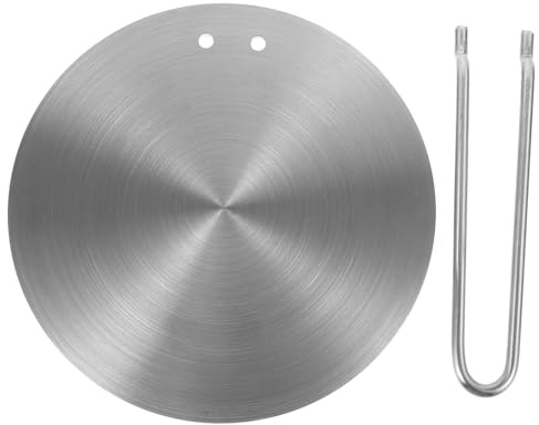 RUNROTOO Piattello per 18cm Rimovibile, Diffusore Piano Calore di Manico Induzione in Acciaio Inossidabile Distribuzione Uniforme Cottura | Argento, Maniglia Staccabile, Alta Durabilità e Conduzione Termica, Accessorio per Cucina