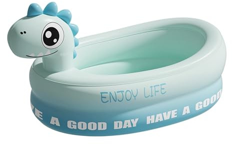 Inflatable Ground Pool, Thickened Bath Pool for Backyard, Garden, for Girls, Camping, Nursery, Bathroom, Indoor, PVC, Dinosaur, 93 x 50 x 53.5 cm