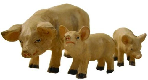 Schweine 3 Tlg aus Polystone. Für 9-11 cm. Krippenfiguren Krippentiere