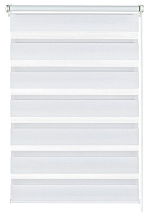 Gardinia Doppelrollo zum Klemmen oder Kleben, Duo-Rollo/Seitenzugrollo, Transparente und blickdichte Streifen, Alle Montage-Teile inklusive, Weiß, 100 x 150 cm (BxH), 31082