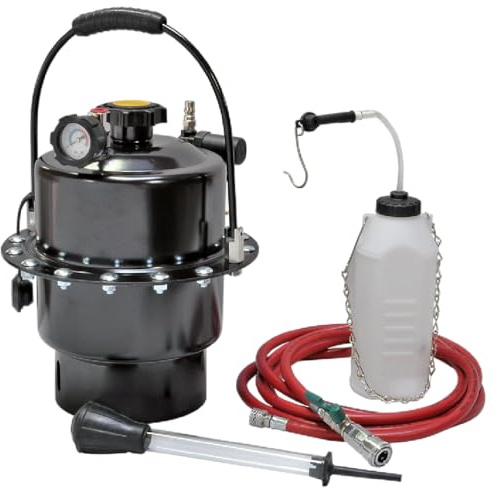 SW-Stahl 01498L Bremsen-Entlüftergerät - 5 l - Pneumatisch - Kfz-Werkzeug | Universaladapter passend für Audi, BMW, VW, Opel und Ford - Inklusive Schlauch für Bremsflüssigkeitswechsel in Werkstätten