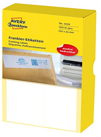 AVERY Zweckform 3428 Frankier-Etiketten (für Frama, Papier matt, 150 x 45 mm) 500 Stück weiß