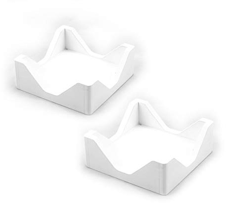 Hostelnovo - 2 Servilleteros de Madera Natural y diseño Moderno - Ideal para servilletas de cóctel - Madera - Fabricado en España - Color Blanco - 10 x 10 x 4,5 cm - 2 unidades