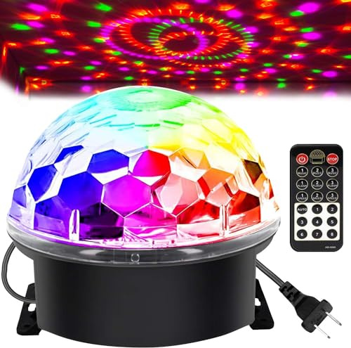 memzuoix Disco Ball Dj Strobe Light with 6 Colors, Sound Activated Big-Size Magic Stage Party Light with Remote Control, Halloween Decorations Bar Wedding Home Club (7'' Big Size)