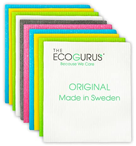 The EcoGurus Swedish Dishcloths for Kitchen, Highly Absorbent Natural Swedish Dish Towels, Cellulose Sponge Cloth - Assorted