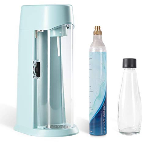 Levivo Machine à Soda WATER Fournie avec Bouteille en Verre et Cylindre de CO2, Adapté pour les Cylindres de CO2 0,6 L et 1,2 L Met Fin au Transport des Caisses, Turquoise