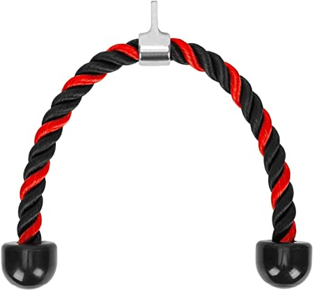 LAPONO Nylon Trizepsseil, Kraftstation Trizeps Seil Pull Down Gedrehtes Seil Trizepstau zum Herunterziehen mit Rutschfester Griff Kabelzug Rot Blau Schwarz Fitness Zubehör
