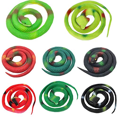 Liuer Serpents en Caoutchouc Réalistes 8PCS Faux Serpents Jouets de Serpent pour Effrayer Les Oiseaux,Gags,Halloween,Figurine d'animaux Souple Snake Jouet Plaisanterie Cadeau
