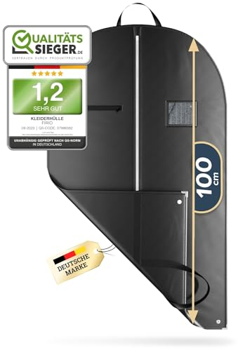 FiRiO® 1 x Premium Kleidersack - BIS 50% DICKERES MATERIAL - Faltbare Kleidersack Reisetasche - Business Anzugtasche - Atmungsaktive Kleiderhülle für Reise & Aufbewahrung - Kleidersäcke 100x60cm