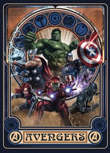 Komar Marvel Vlies Fototapete - Avengers Ornament - Größe: 200 x 280 cm (Breite x Höhe) - Kinderzimmer, Superheld, Tapete - IADX4-068