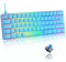 LEAVEN T60 60% Porcentaje Azul Teclado Mecanico Gaming Compacto Mini TKL Azul Switch RGB LED Rainbow Retroiluminado Keyboard QWERTY Ergonomía Retro Accesorios para Gamer MInicraft PC Mac PC Ordenador