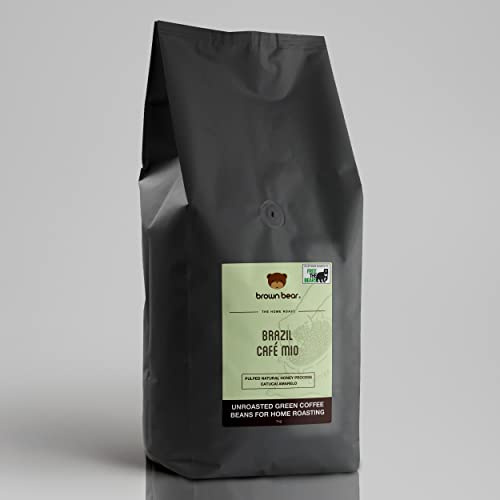 Green Coffee Beans 1kg - Unroasted Raw Coffee Beans For Home Roasters And Roasting - Brazil Cafe Mio - Brown Bear - Pulped Natural Honey Process - Arabica Catucai Amarelo