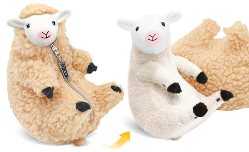 Kawaii Geschorenes Schaf Kuscheltier Plüschtier - Süße Geschenk Ziege Plush Stofftier Plüsch Spielzeug - Lustige Ostern Weihnachten Valentinstag Geburtstag Geschenke für Kinder Frauen Mädchen Jungen
