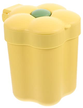 Cabilock Desktop Trash Can Mini Yellow Bin Airtight Trash Can for Office Study Bedroom Small Rubbish Bin