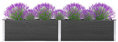 Hommdiy Garten-Hochbeet Pflanzkasten Pflanzbeet Gemüsebeet Blumenbeet Blumenkasten Frühbeet Gartenbeet Blumenkübel Pflanzkübel 200x50x54 cm WPC Grau