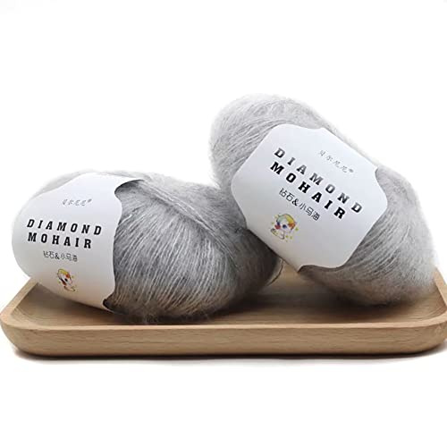 BYNYXI 2 Rollen Strickgarn Wolle, 25g 2 Lagige Flauschige Mohairwolle zum stricken Garne weiches dünnes Garn Einfarbige Stränge Basteln Gewebte DIY Häkelgarn Mohair Seide Wolle zum Häkeln Stricken