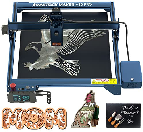 ATOMSTACK A30 Pro Laser Graviermaschine, 33W Lasers Laser Cutter, 160W Lasergravurmaschine mit Air F30 Assist, 0.08 * 0.1mm Ultra Fine Lasergravur für Holz, Glas, Metall, Acryl 400x400mm