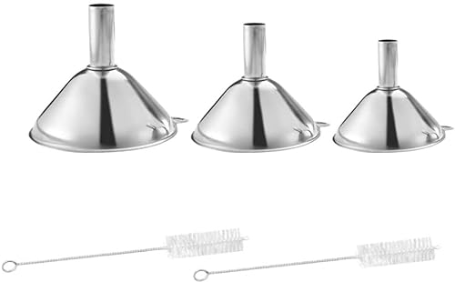 VIKIMO Edelstahl-Trichter, Mehrzweck-Küchentrichter-Set, mit Reinigungsbürsten, Metalltrichter, Sieb, Filter, Ölübertragung, Weintrichter, Küchengerät, Werkzeuge (Silber) Konserven-Set