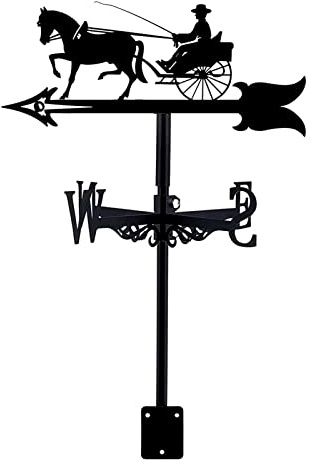 EICOFF Dekorative Windfahne, Wetterfahne, Kutsche, Wetterfahne mit Rostschutzbeschichtung, Wetterhahn, Windrichtungsanzeiger für Garten, Terrasse, Hof, Ornament-Dekoration
