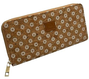 Geldbörse für Damen, aus umweltfreundlichem Kork, nachhaltig, sicher für Reisen, Arbeit, Umwelt, Geldbörse, Vintage-Qualität, Sommermode, mit Kartenfach, Blumen