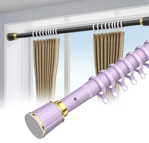 Gardinenstange ohne Bohren, Vorhangstange Klemmstange für Badewanne, Kabine, Schrank, Türöffnung, ohne Bohren und Schrauben(Farbe:Lila,Größe:160cm-250cm)
