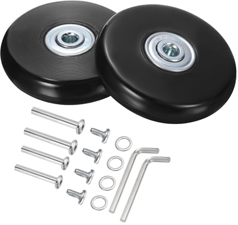 QUARKZMAN Kofferrollen Ersatz 60 x 14 mm/2,4 x 0,6 Gummi Schwenkrollen mit Kugellager Reparaturset für Koffer Inline Outdoor Skate, Schwarz 1 Set