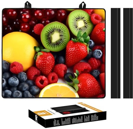 KitchenRaku Hob Cover, Electric, Ceramic, Induction & Glass Hob Covers - 61x53cm, Scratch Protection (Variety of Fruits Pattern)