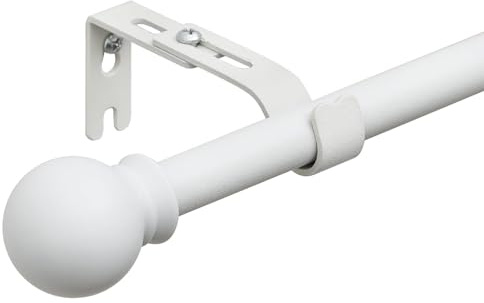 Starbover Curtain Poles, Curtain Poles for Eyelet Curtains, Voile Curtain Pole Matte White 76-152cm, Window Curtain Rod Metal Extendable with Adjustable Brackets and Round Cap Finials for Bedroom