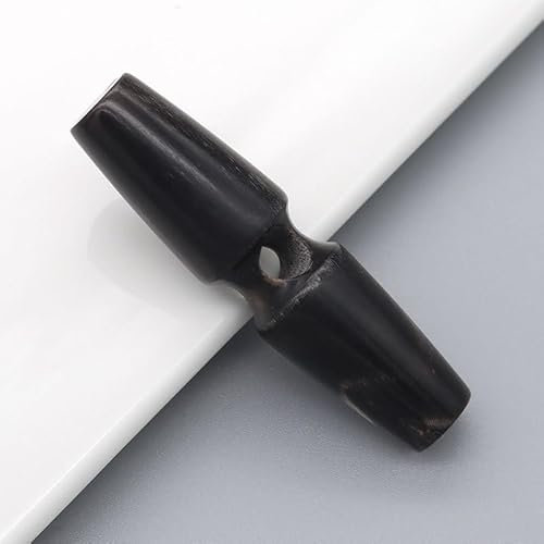 ZAZUZU Knebelknöpfe aus echtem Horn, 65 mm, 2/4/6 Stück, Säulenform, groß, Olivenform, Büffelhorn, Mantelknöpfe zum Nähen, Stricken, Duffle, Trenchcoat