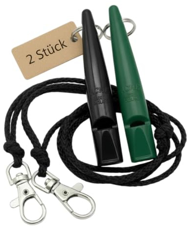 ACME Hundepfeife No. 210,5 mit Pfeifenband | Im Doppelpack | 2 Pfeifen inklusive 2 Bänder | Ideal für den Rückruf - Laut und weitreichend (Black + Forest Green)