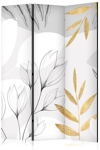 murando - Paravento Decorativo Monofacciale Astratto 135x172 cm - Stampa su tela in TNT Non Trasparente Parete Divisoria Interno Separatore Stanza Pieghevole Decorazioni - verde grigio b-A-10071-z-c