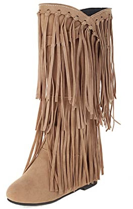 Stivali Donna Texani Stivali Texani Donna Stivaletti Donna Invernali con Tacco Stivali Estivi Donna Traforati Morbidi Stivali Camperos Donna Stivali Indianini Stivali da Donna (Beige, 37)