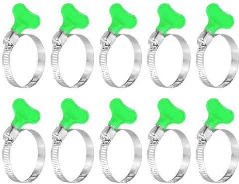 sourcing map 15Pcs Stainless Steel Hose Clamps Worm Gear Hose Clamp, 32-44mm(1-1/4 to 1-3/4) Adjustable Thumb Screw Key Type Clamps Fuel Line Clamps 8mm Bandwidth for Plumbing, Green