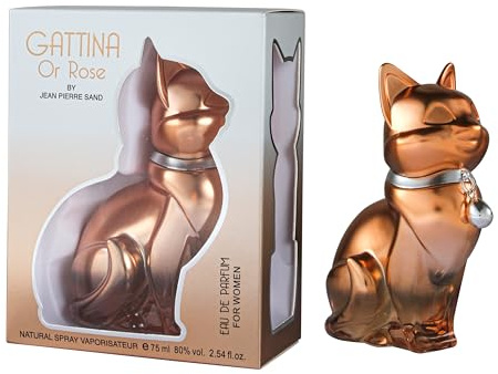 Jean-Pierre Sand - Gattina - Eau de parfum 75 ml - Parfum pour femme dans un flacon de collection, idéal comme cadeau - Parfum femme dans un flacon chat (rose)