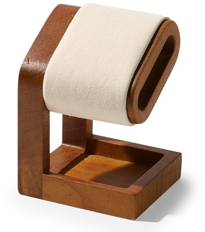 Oirlv Semplice Legno Massiccio Supporto per Orologio, Portaorologi In Legno,Portaorologi(Bianco Crema)
