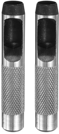 QUARKZMAN 2 Stück 13mm Lochstanzer, Locheisen Leder Rund Hohlstanzwerkzeug aus Karbonstahl Kreis Schneidwerkzeug für Gürtel Lederhandwerk Uhrenarmbänder Papier