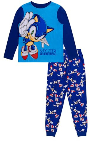 SONIC THE HEDGEHOG Pyjamas | Official Long Sleeve Sonic PJs For Boys | Kids Gaming Nightwear | Soft Cotton Sleepwear | Gifts for Sonic Fans 6-7 Years Blue