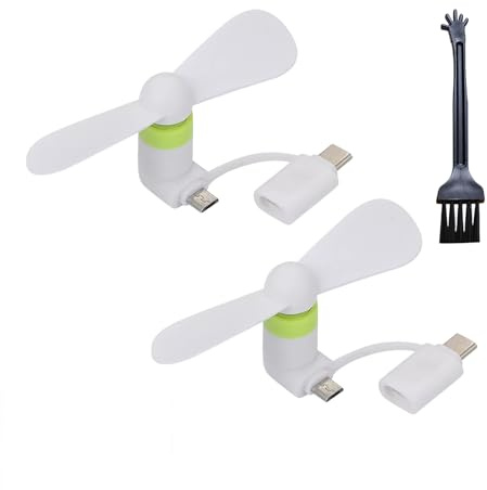 SEMINISMAR Mini-Handy-Lüfter,Tragbarer Mini-USB-Handy-Lüfter,USB Ventilator Klein Leise,2-in-1-Lüfter für Android-Telefone/Type-C-Telefone (Weiß*2 PCS)