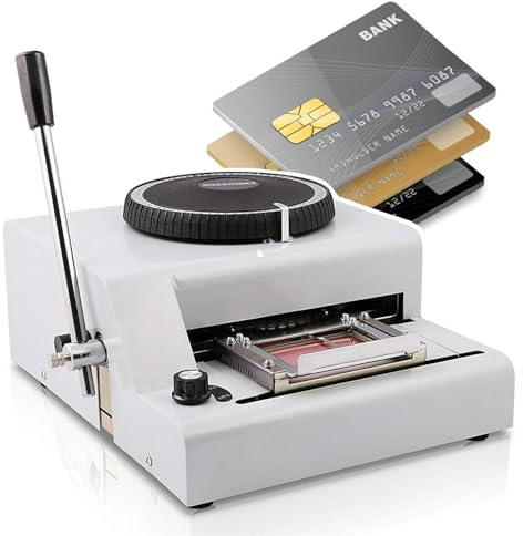 RoyceBee Stampante Manuale per Timbri In Pvc/Id/Carta di Credito con Codice a 72 Caratteri, Macchina per Timbri in Pvc per Carte Regalo, Macchina per Timbri Tipografici