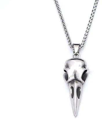 Sumpgle Edelstahl Rabe Schädel Anhänger Herren Gothic Schmuck Titan Stahl Kette Halskette Accessoire