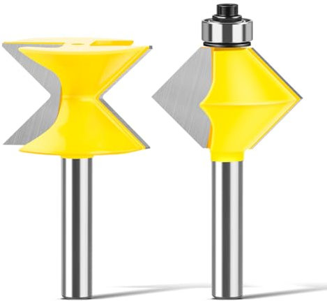 WSOOX 90 Grad Nut- und Federfräser Set 45 Grad FräSer Fasefräser fräser 8mm Schaft Holzbearbeitung Nut Meißel Cutter Werkzeug