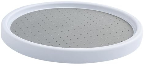 Nikou Organizador giratorio de especias de cocina, estante redondo multifuncional, fuerte capacidad de carga, 25 x 2 cm, gris y blanco, bandeja de almacenamiento giratoria
